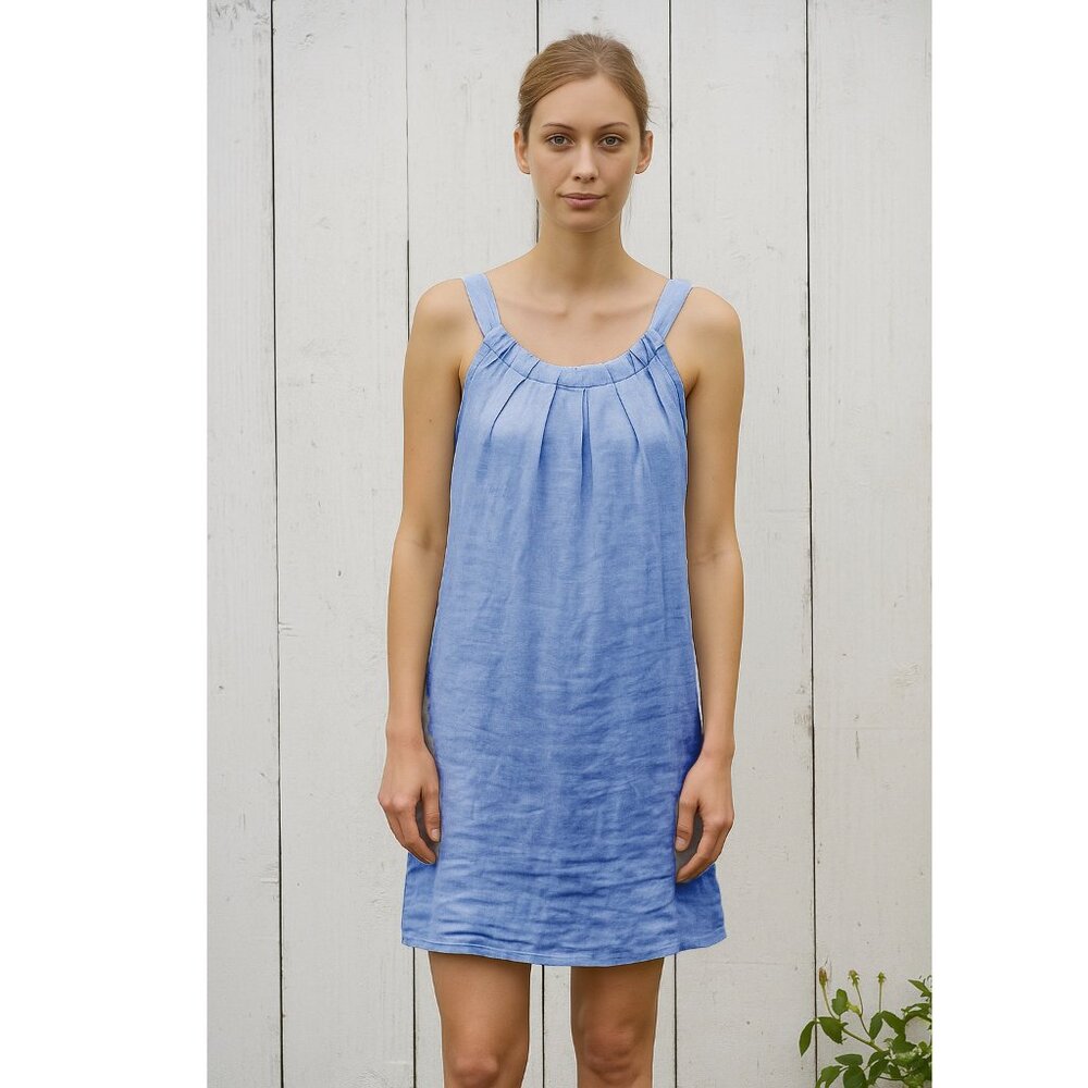 Malvin Made In Germany Light Blue Dress Women Linen Sleeveless Size Small S 6